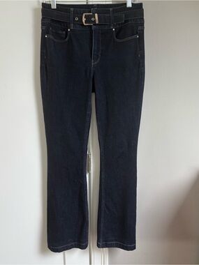 Women’s Dark Wash Straight-Leg Jeans with removable Belt